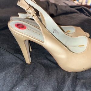 Nine West Beige Slingback Heels